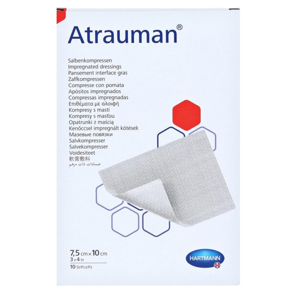 Opatrunek z maścią Atrauman 7,5cm x 10cm, opakowanie 10 sztuk, REF: 499513