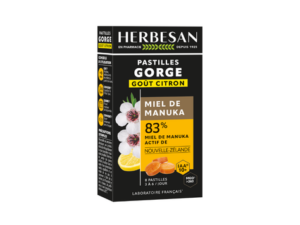 HERBESAN PASTILLES GORGE GOUT CITRON, pastylki na gardło o smaku cytrynowym z miodem Manuka IAA10+®, NIŻSZA CENA NA START!!!