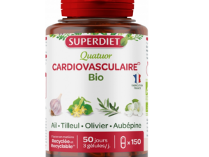 SuperDiet Quatuor Cardiovasculaire Bio, kwartet sercowo-naczyniowy, czosnek+lipa+liście oliwne+głóg, suplement diety wspierający serce i krążenie, 150 kapsułek, NIŻSZA CENA NA START