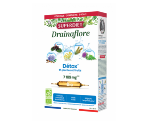 Superdiet Drainaflore Detox BIO,15 roślin i owoców BIO, suplement diety wspomagający detoksykację organizmu, 20x15ml, ampułki, NIŻSZA CENA NA START