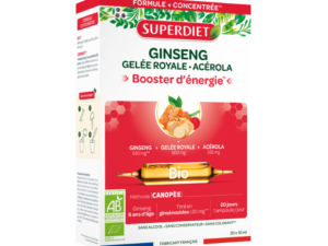 SuperDiet Ginseng Gelée Royale Acérola Bio, booster energii, żeńszeń+mleczko pszczele+bio acerola, suplement diety wspierający witalność, 20x10ml, ampułki, NIŻSZA CENA NA START